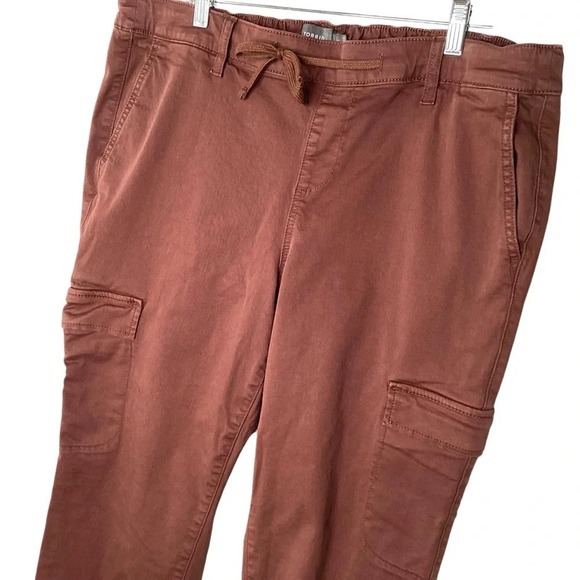 Torrid Pants Women Sz 2X Brown Cargo Straight Leg Pockets Mid-rise Twill Pull On - Picture 5 of 11